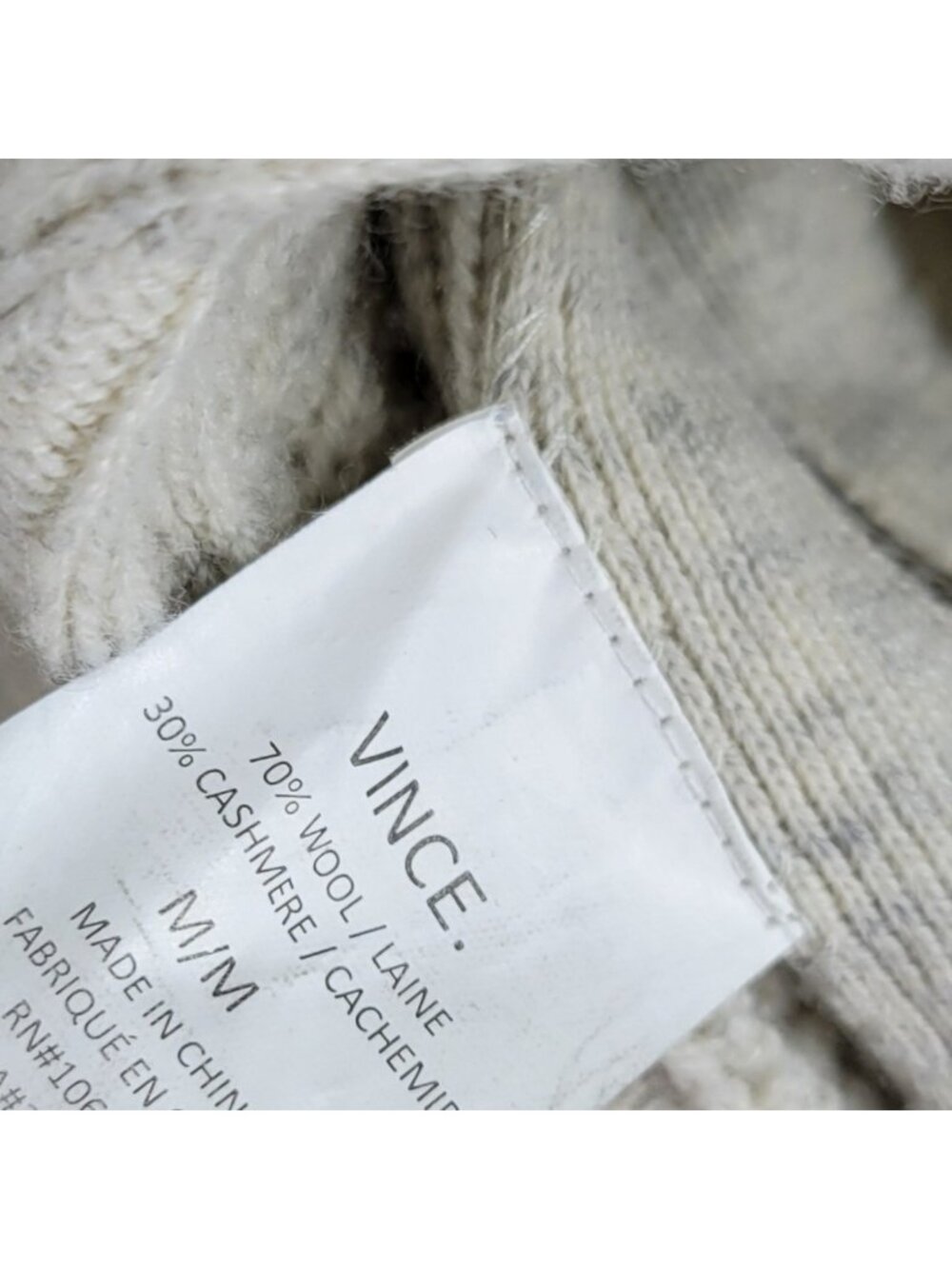 Vince M Wool Cashmere Sweater Cowl Neck Side Zip Oversized Quiet Luxury - Picture 3 of 6